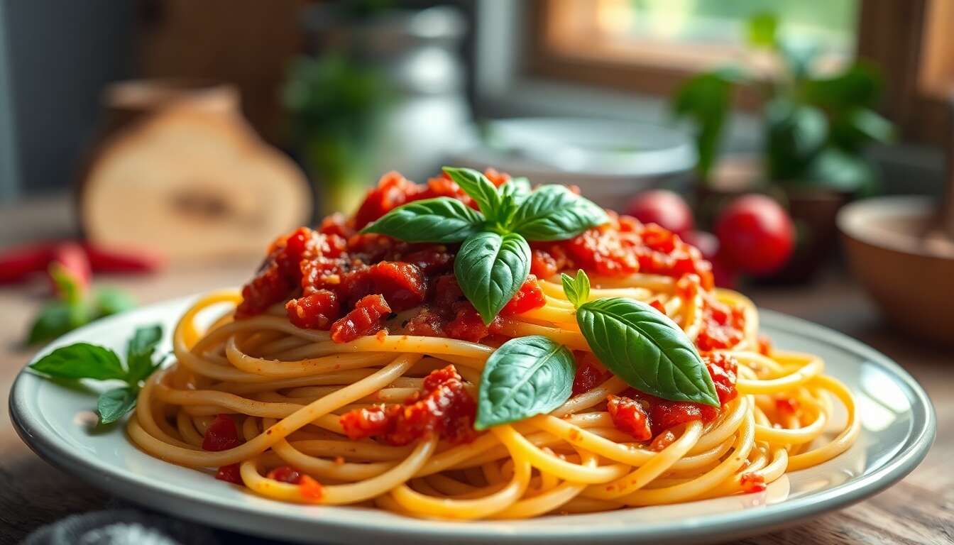 Linguine au pesto de poivrons : un plat ensoleillé Linguine au pesto de poivrons : un plat ensoleillé