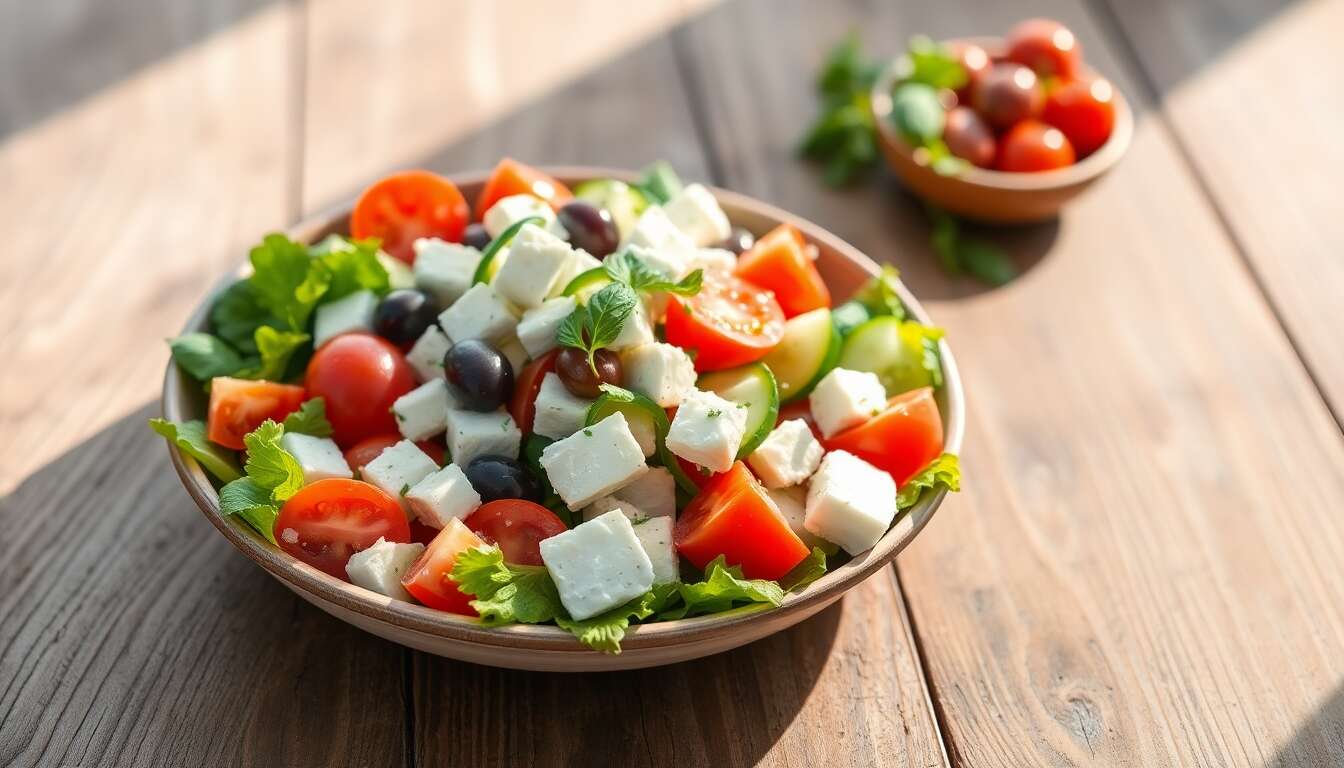 Les ingr&eacute;dients typiques de la salade grecque