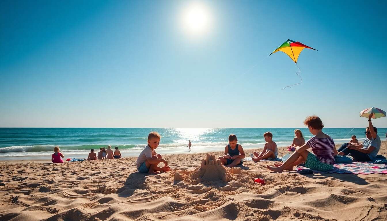 Moment de d&eacute;tente au bord de l'eau en famille