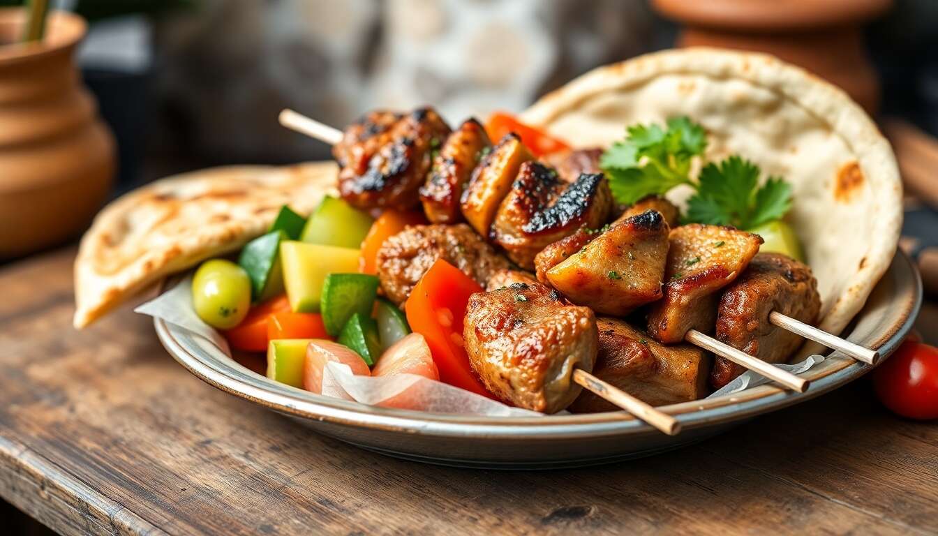 Les ingr&eacute;dients cl&eacute;s du souvlaki grec