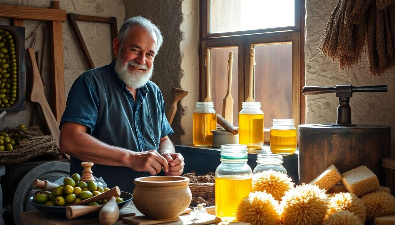 De l'huile d'olive aux &eacute;ponges naturelles