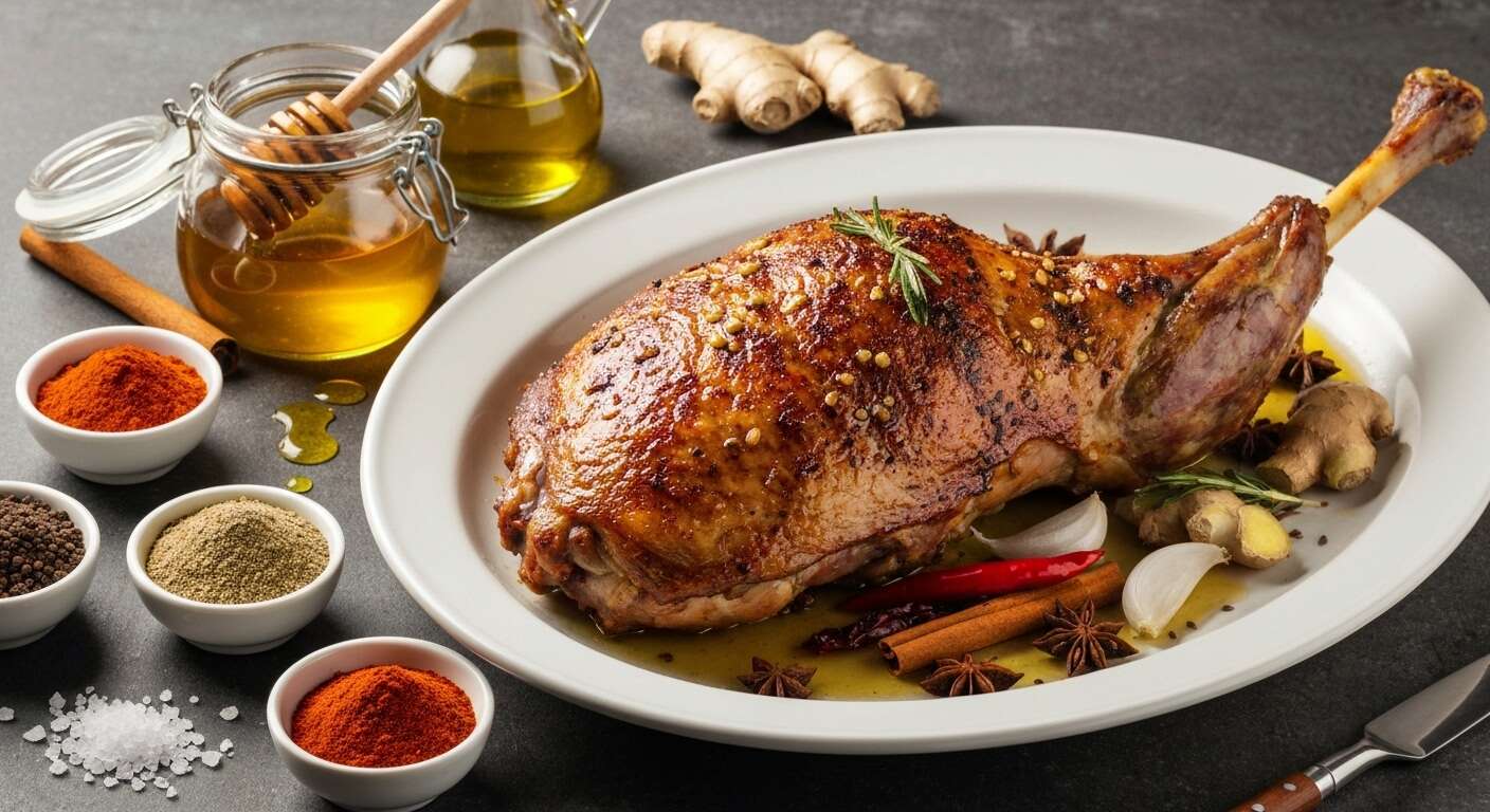 Effluves Orientales : gigot d'agneau cuit à basse température, miel et épices douces