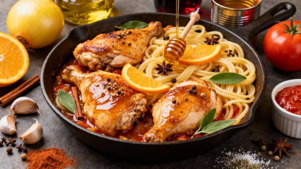 Poulet Pastitsada au Miel et à l'Orange: douceur et Caractère dans votre Assiette