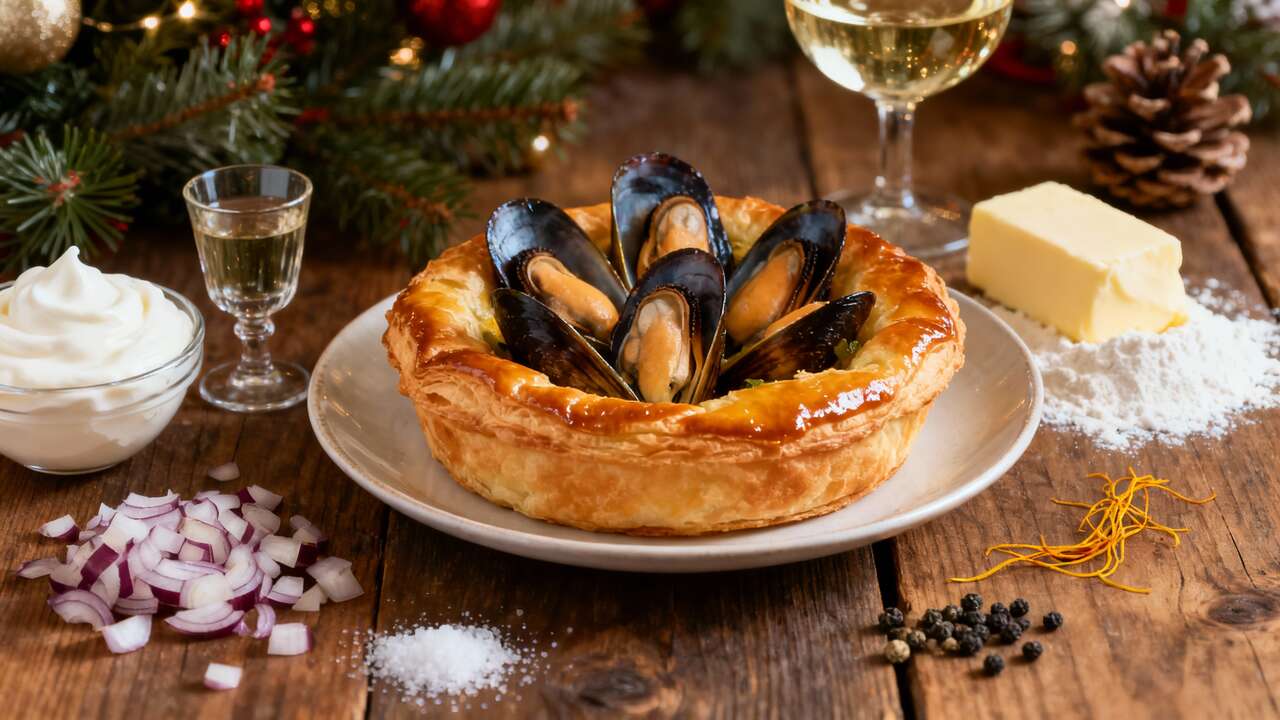 Feuillet&eacute; aux moules, cr&egrave;me et safran : l'entr&eacute;e id&eacute;ale pour No&euml;l