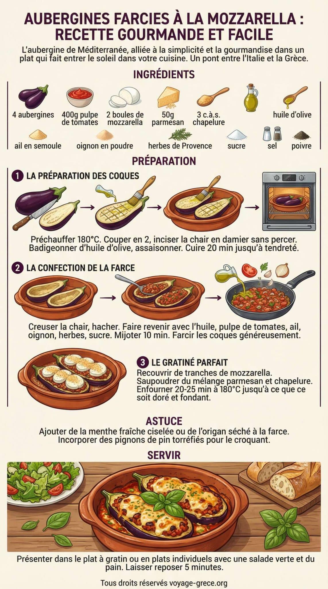 Fiche recette Aubergines Farcies à la Mozzarella : recette Gourmande et Facile Fiche recette Aubergines Farcies à la Mozzarella : recette Gourmande et Facile