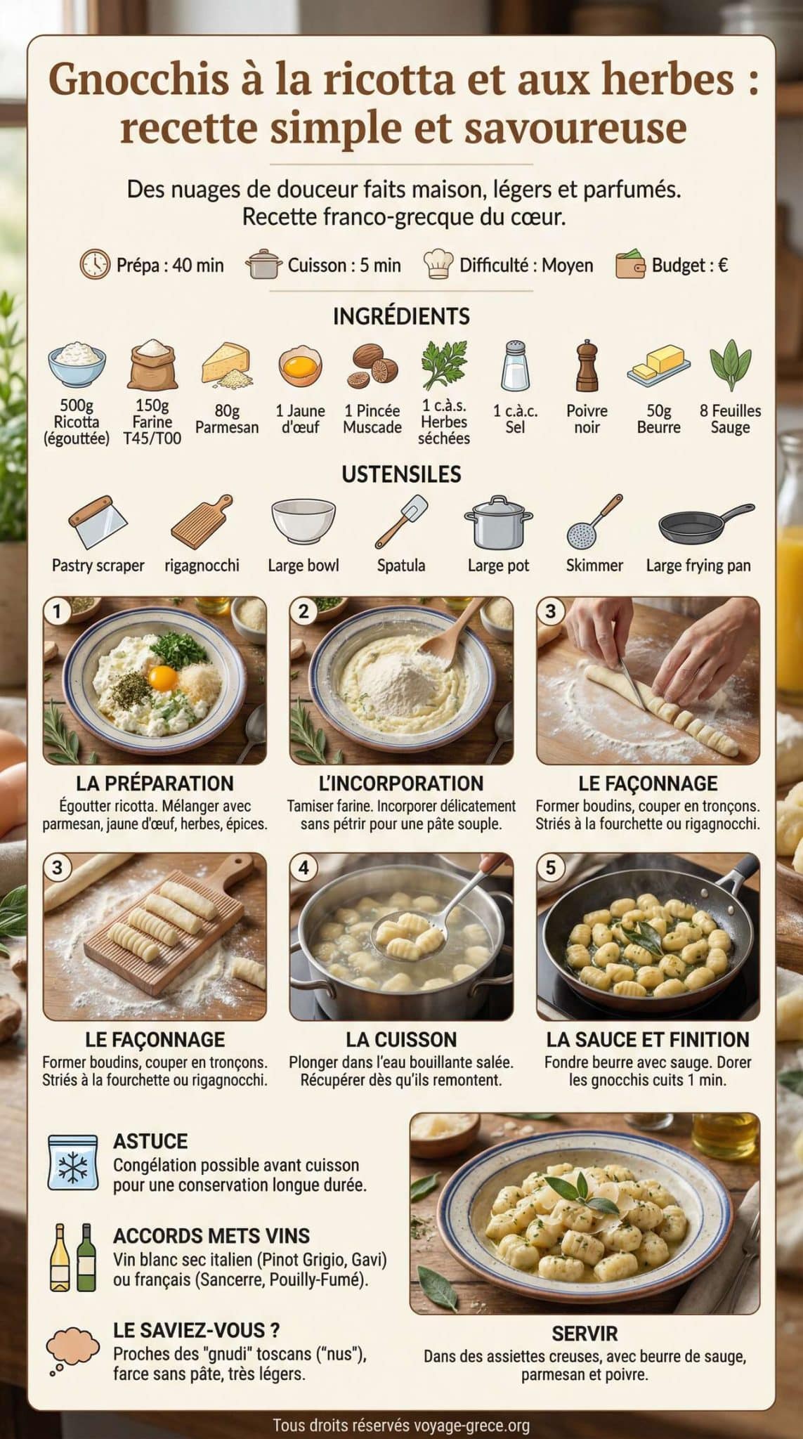 Fiche recette Gnocchis à la ricotta et aux herbes : recette simple et savoureuse Fiche recette Gnocchis à la ricotta et aux herbes : recette simple et savoureuse