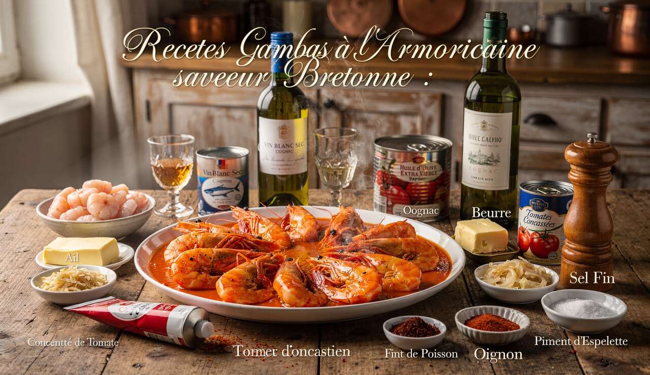 Recette de Gambas &agrave; l'Armoricaine : saveur Bretonne