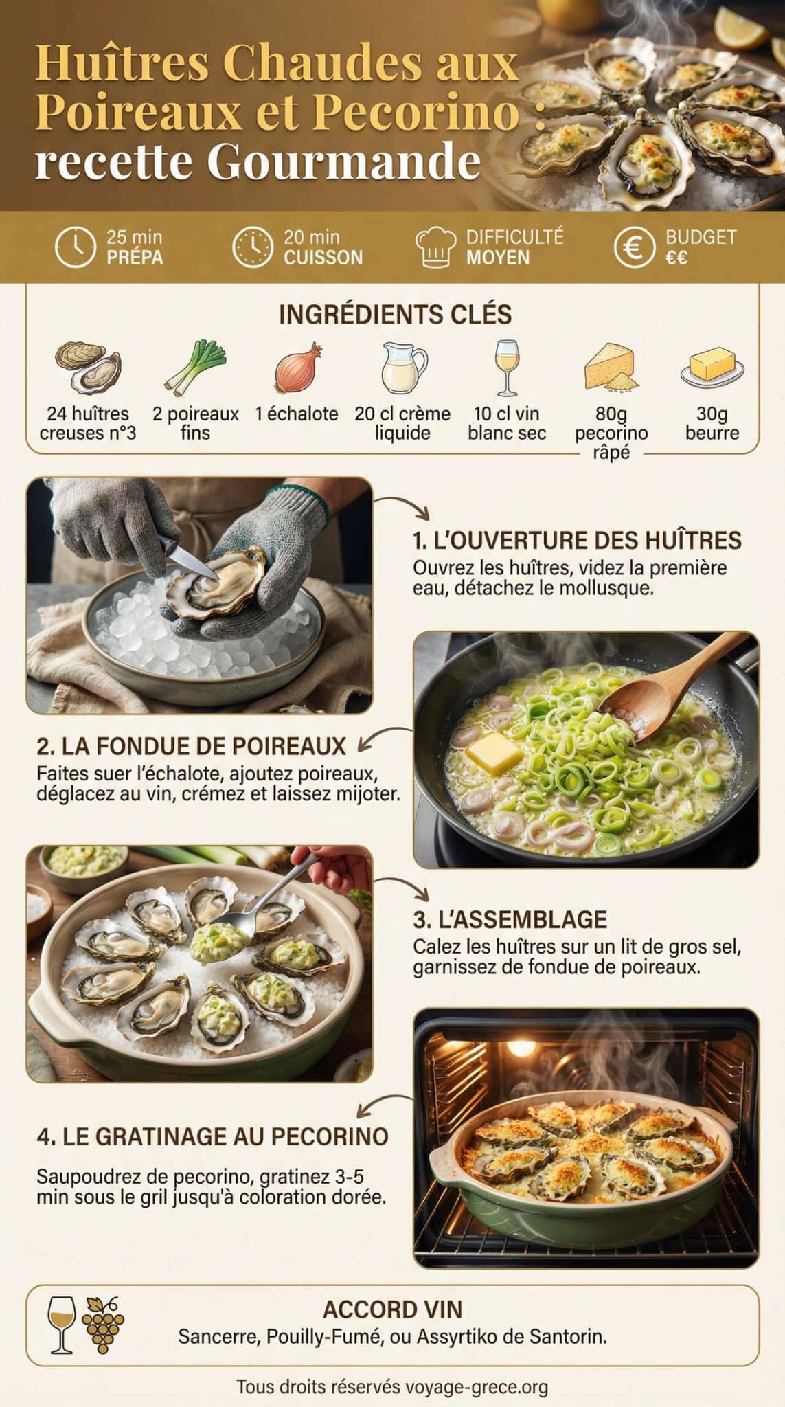 Fiche recette Huîtres Chaudes aux Poireaux et Pecorino : recette Gourmande Fiche recette Huîtres Chaudes aux Poireaux et Pecorino : recette Gourmande