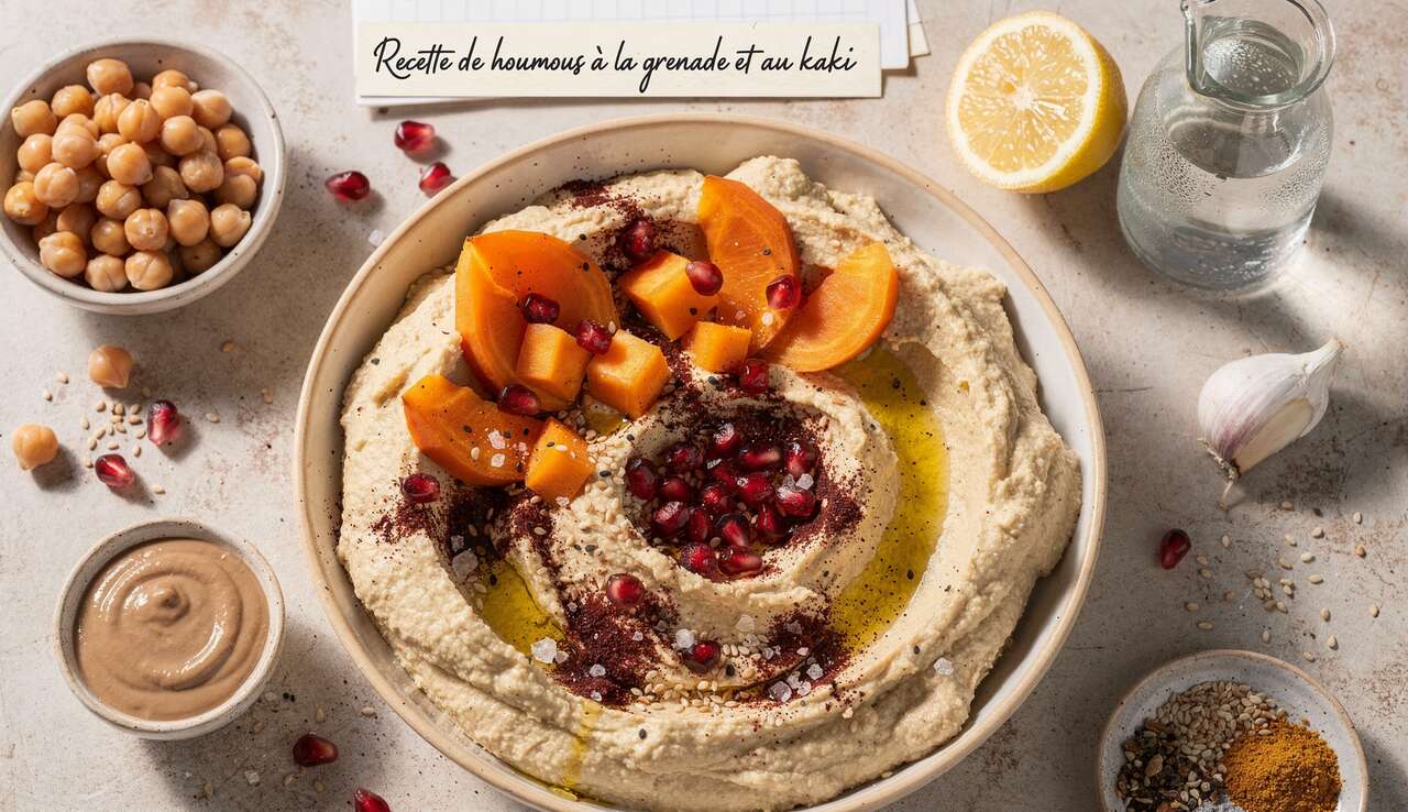 Recette de houmous à la grenade et au kaki