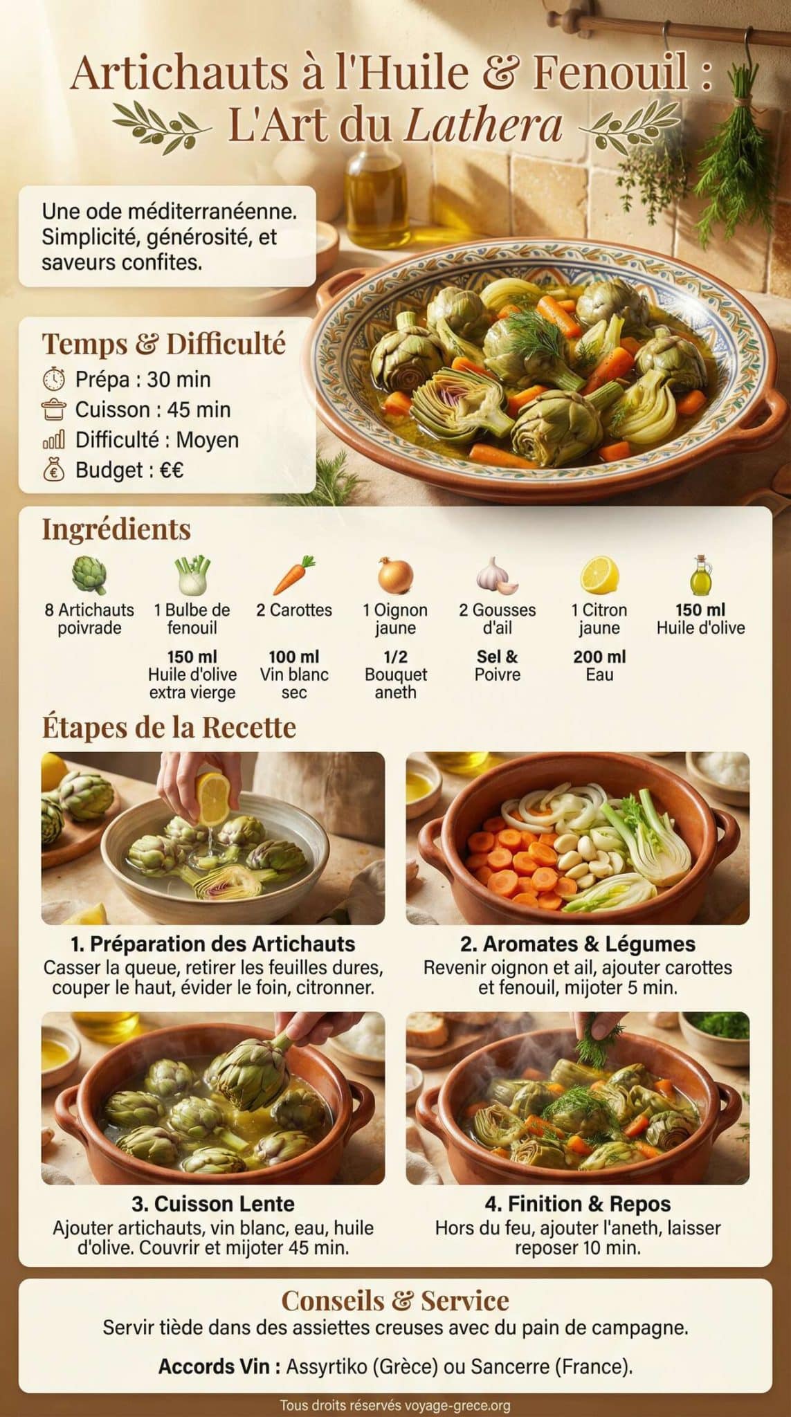 Fiche recette Artichauts &agrave; l'huile et fenouil : recette d&eacute;licieuse et simple