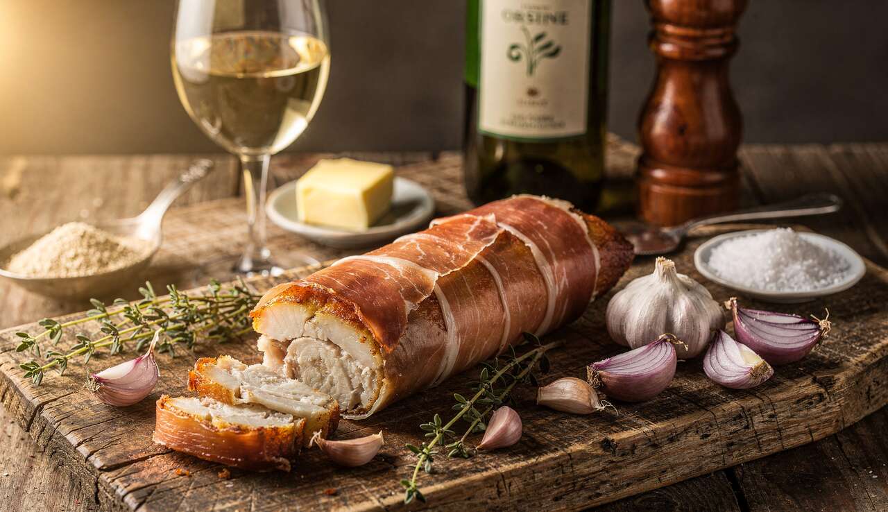 Rôti de lotte au jambon cru : recette savoureuse
