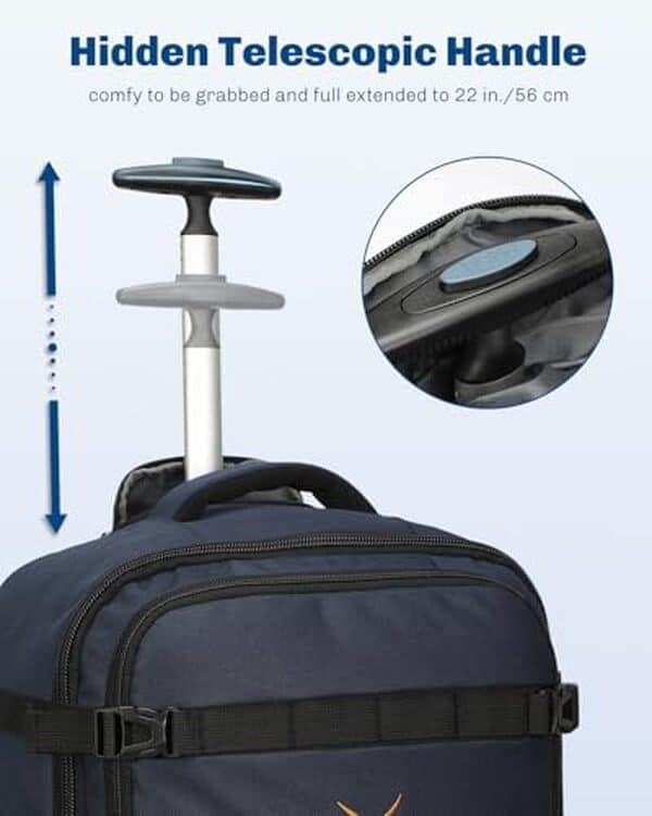 Découvrez le sac cabine Hynes Eagle 42L bleu, idéal pour les voyageurs : spacieux, pratique avec sa poche à bouteille et conçu pour le confort en déplacement