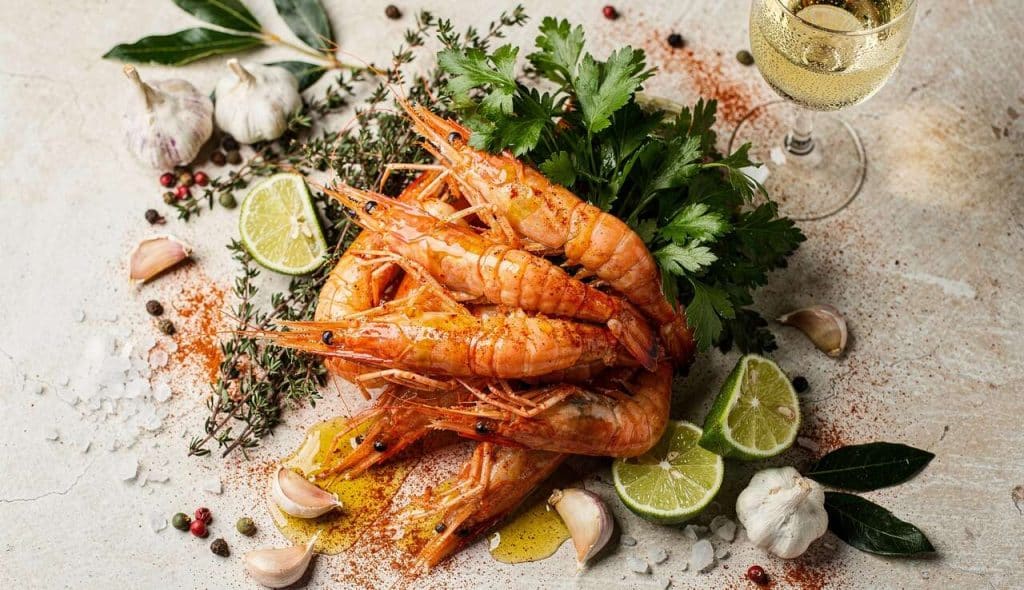 Langoustines en buisson, ail nouveau et citron vert