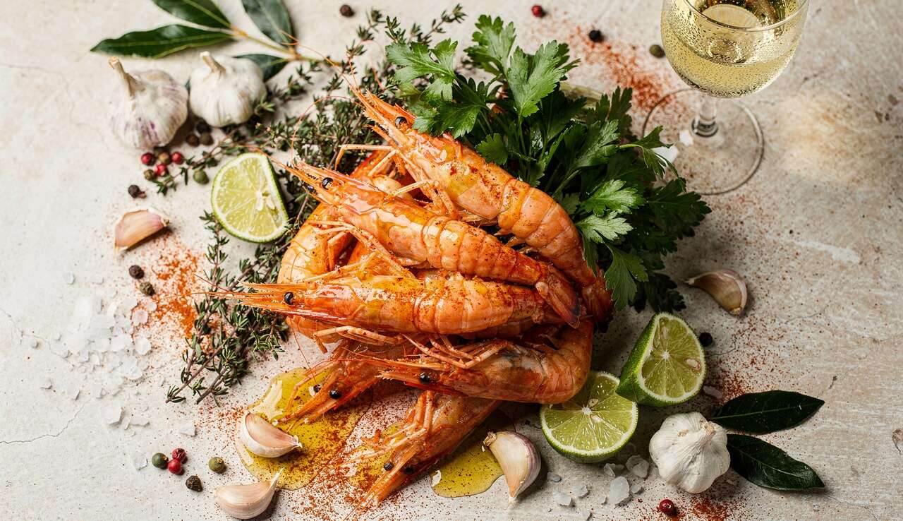 Langoustines en buisson, ail nouveau et citron vert