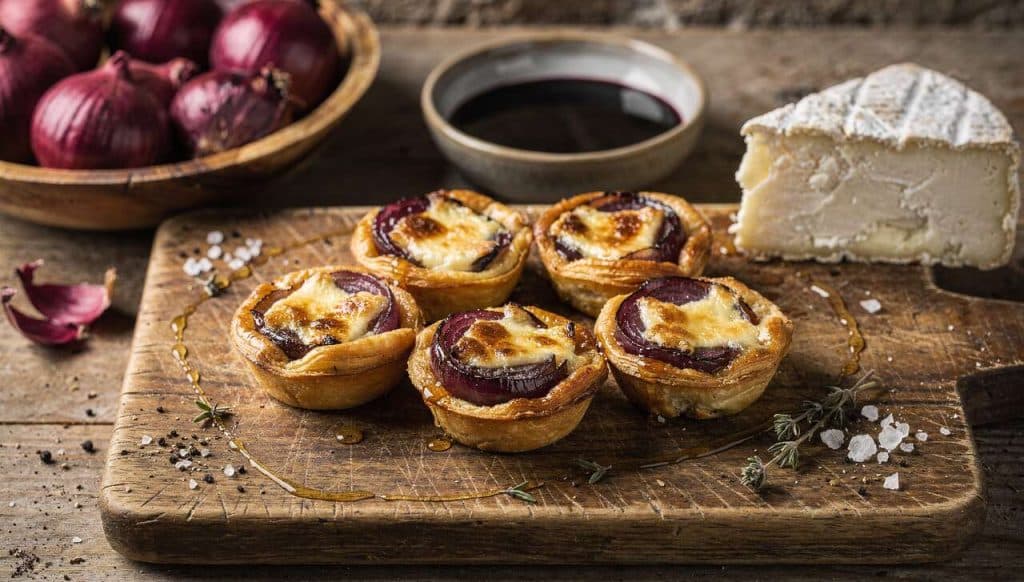 Tartelettes Tatin à l'oignon rouge et chèvre : recette gourmande