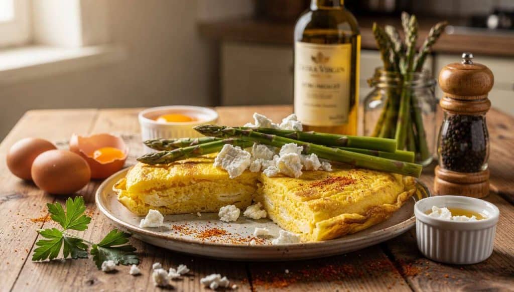 Omelette à la brousse et aux asperges sauvages : recette savoureuse