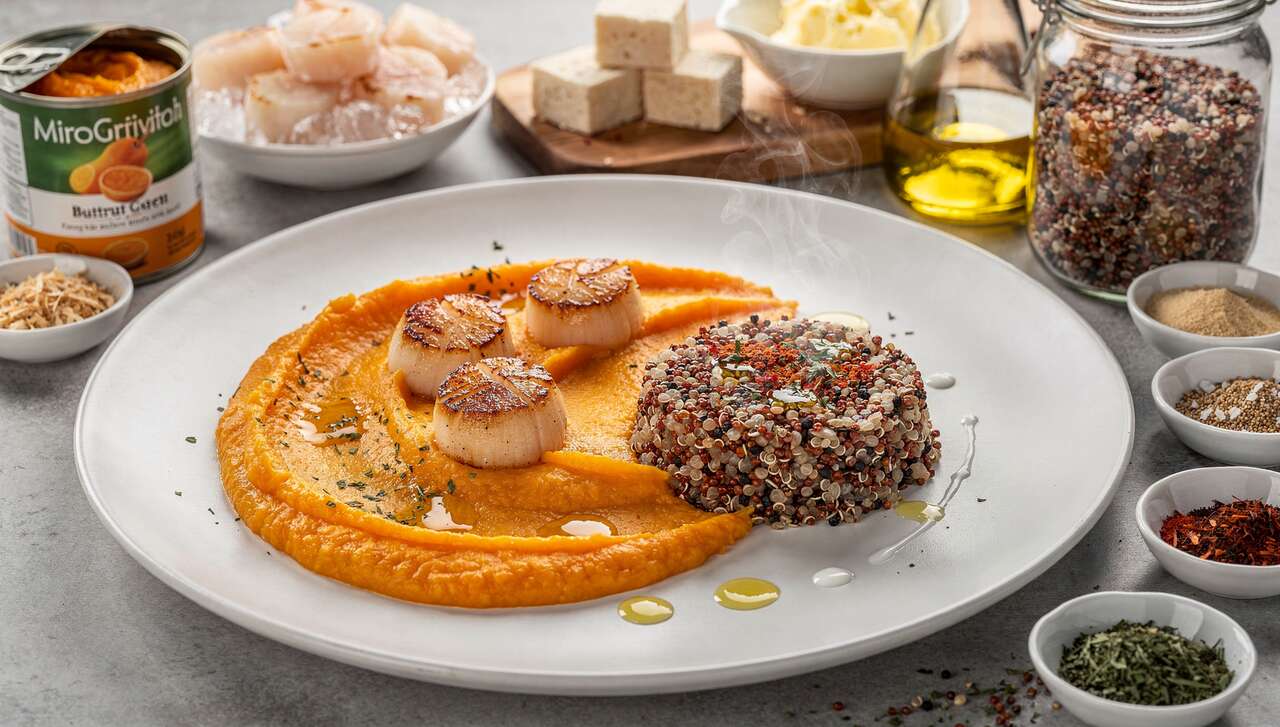 Purée de Courge, saint-Jacques et Quinoa : recette Gourmande