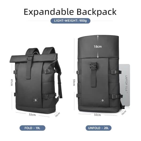Explorez notre test complet du sac à dos hk rolltop étanche 15.6 pouces : idéal pour transporter votre matériel en toute sécurité, même sous la pluie.