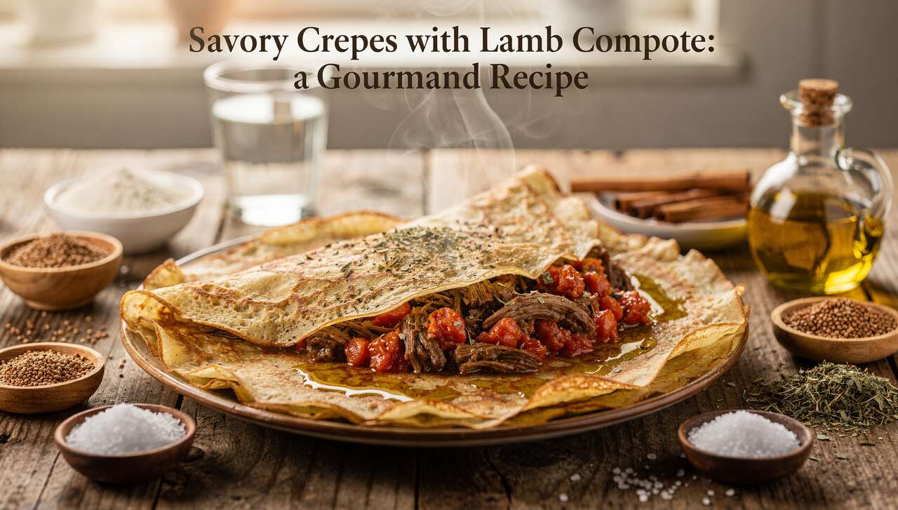 Crêpes salées à la compotée d'agneau : recette gourmande