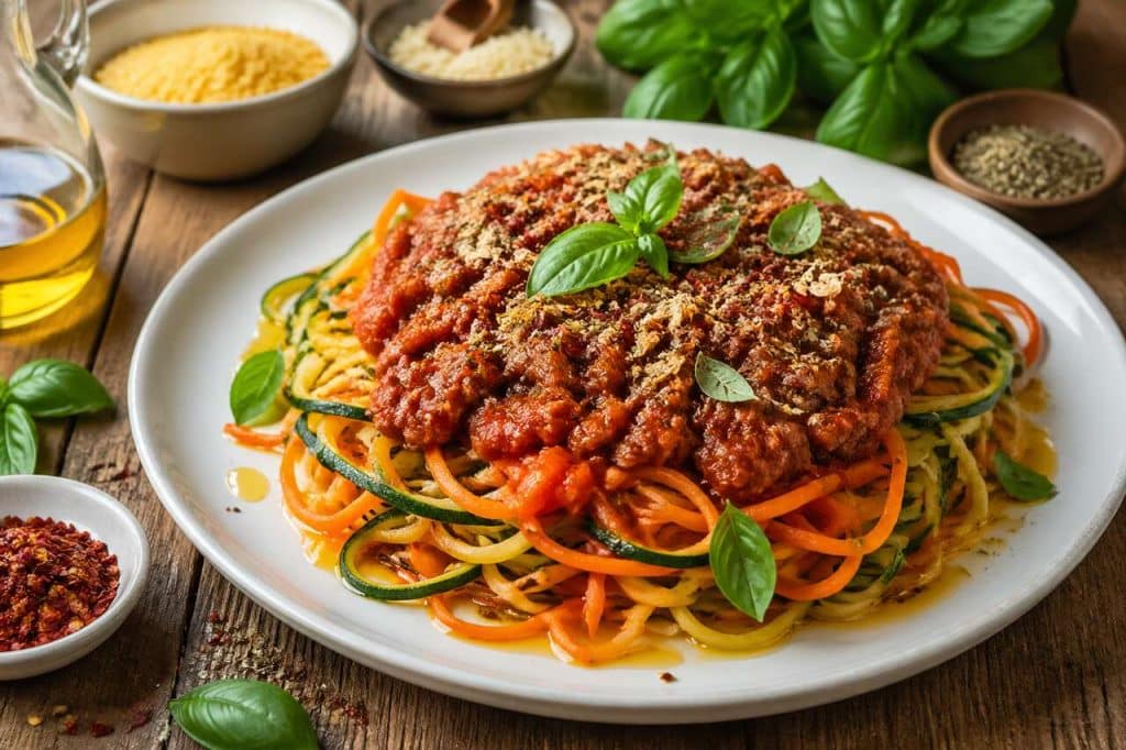Spaghettis de légumes à la bolognaise : recette saine et savoureuse