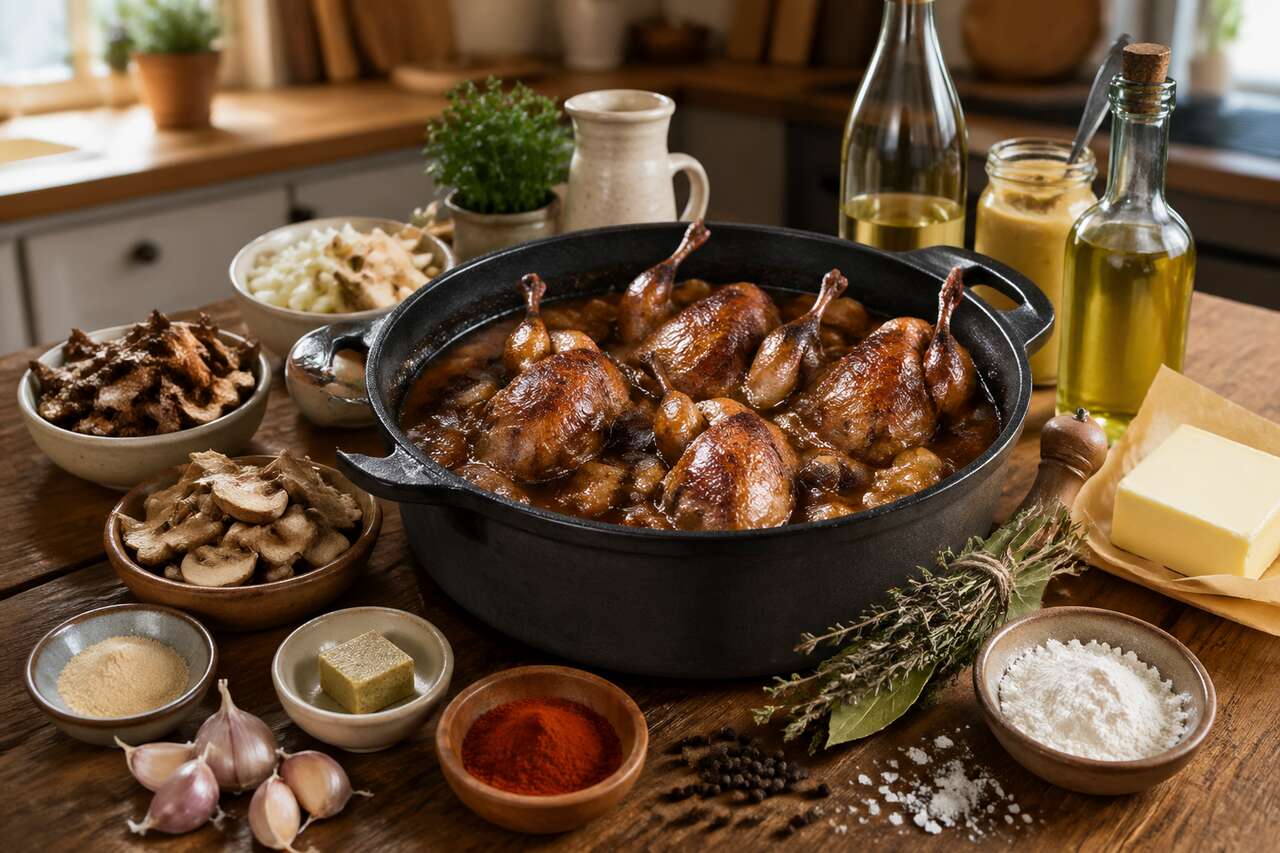 Cailles en cocotte aux champignons : recette savoureuse