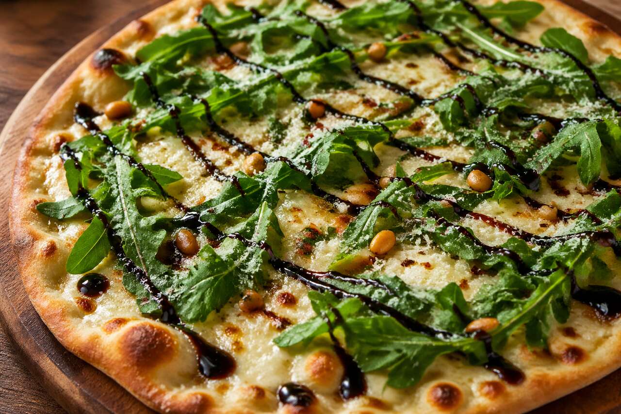 Recette pizza bianca : roquette et mozzarella
