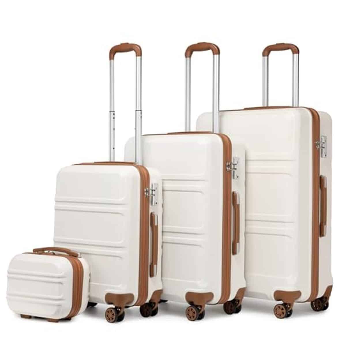 Test : ensemble de 4 valises Kono ABS léger avec serrure TSA (blanc crème)