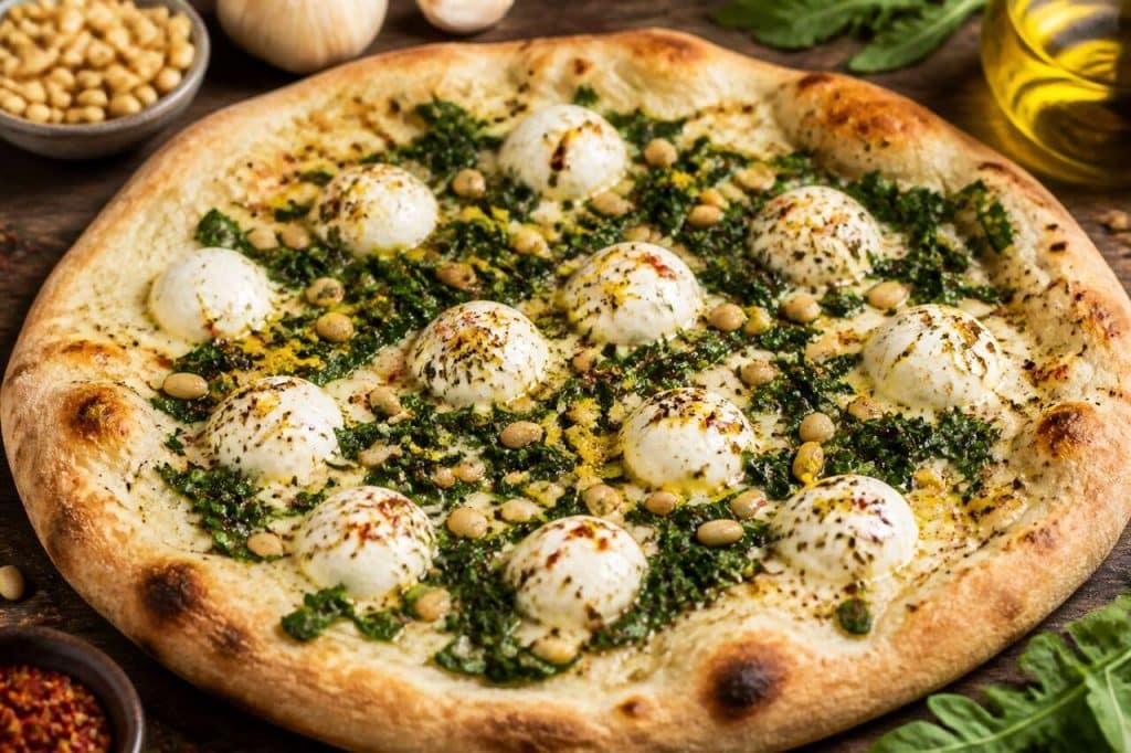Recette pizza bianca : roquette et mozzarella