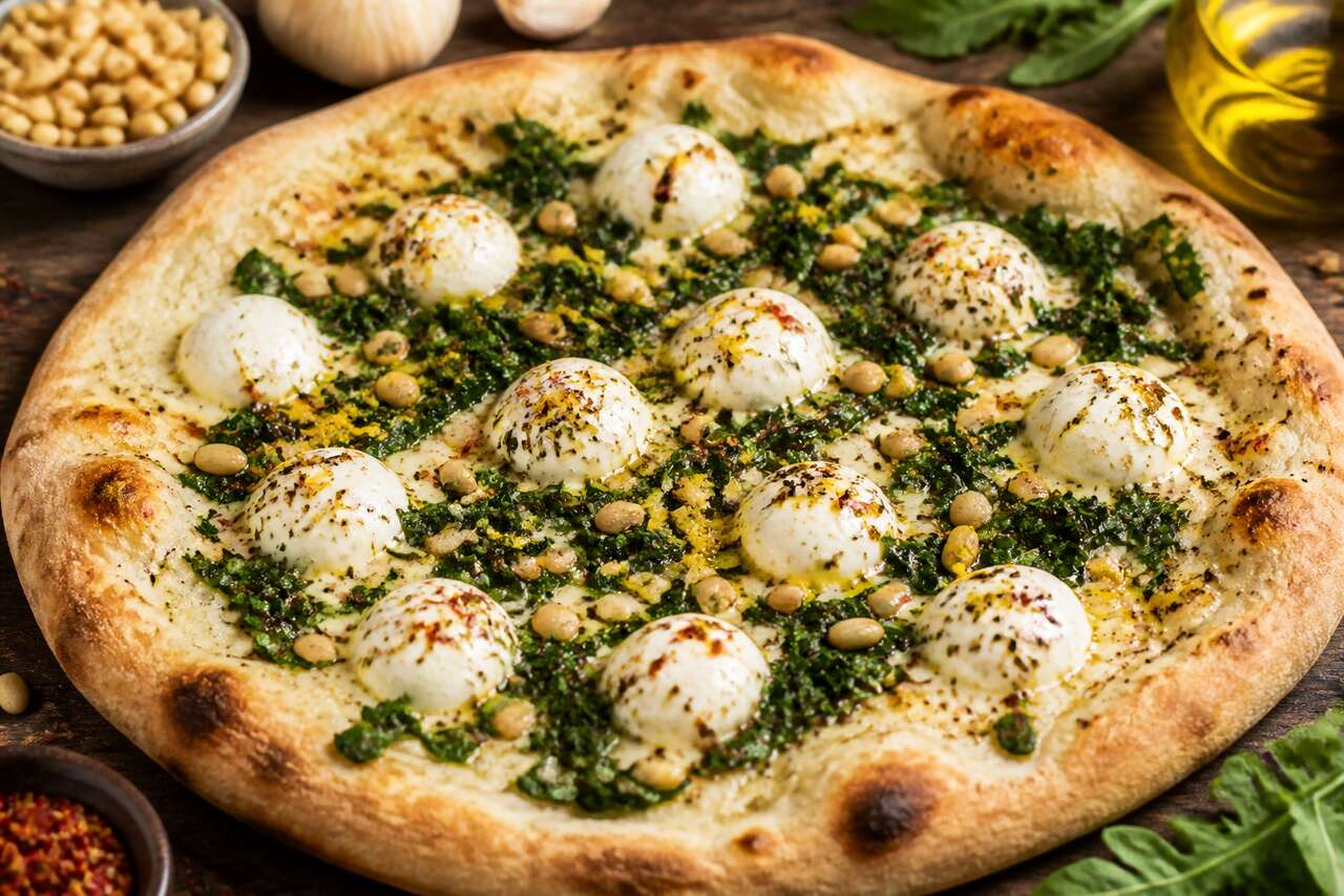 Recette pizza bianca : roquette et mozzarella