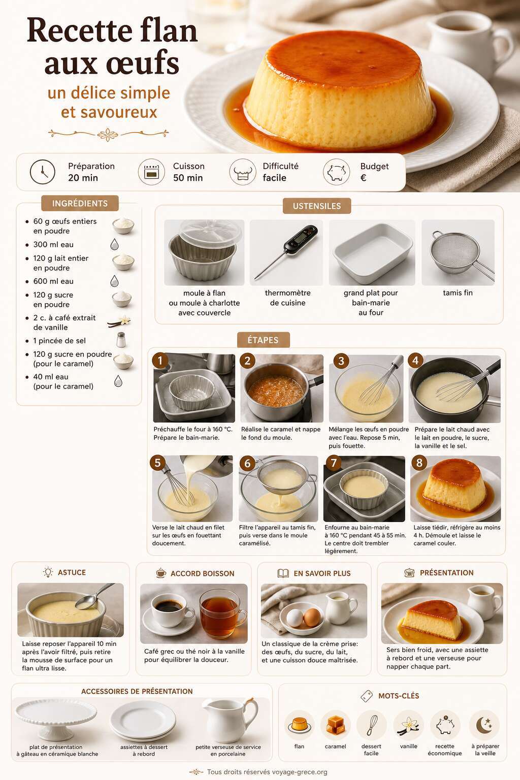 Fiche recette Recette flan aux &oelig;ufs : un d&eacute;lice simple et savoureux