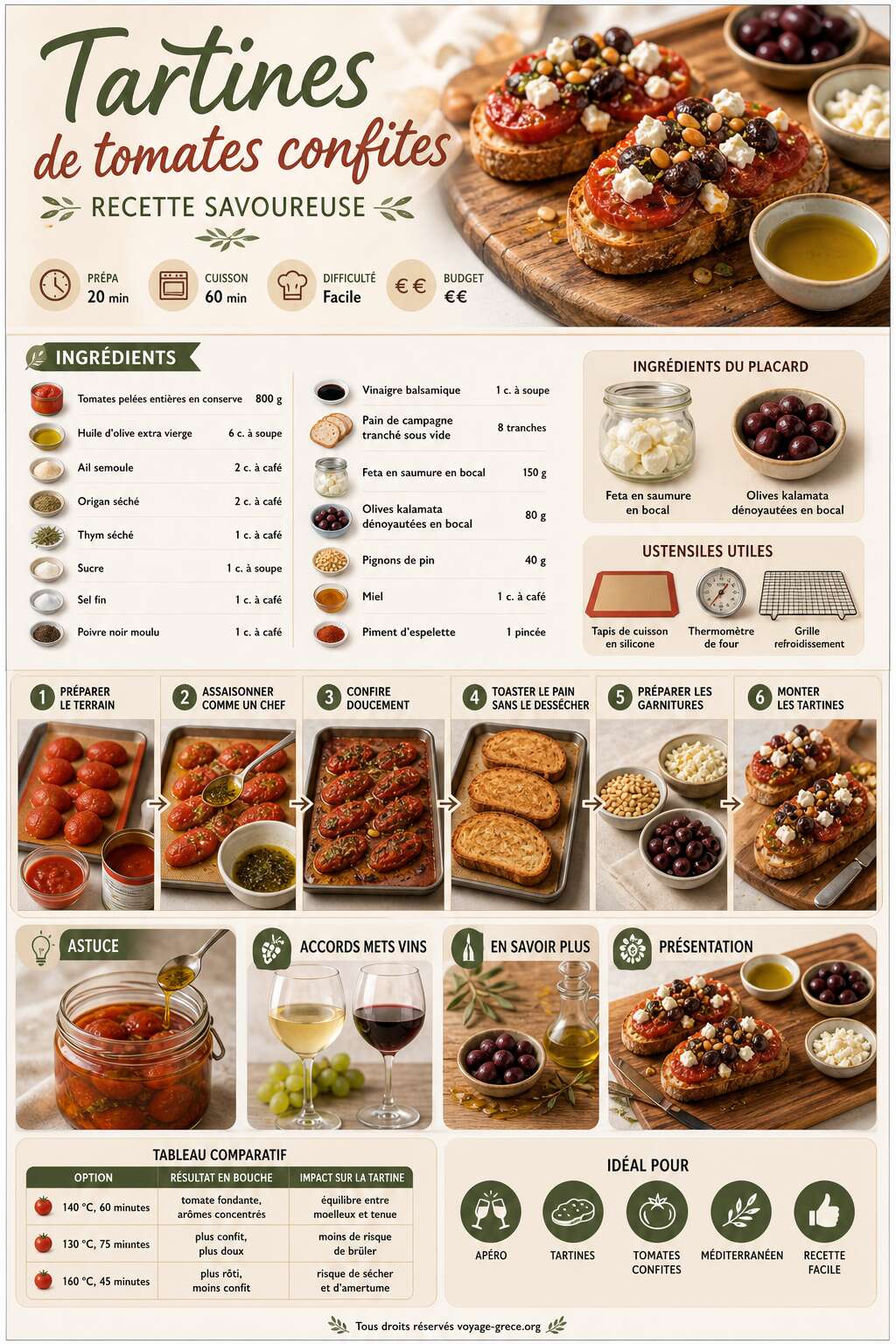 Fiche recette Tartines de tomates confites : recette savoureuse Fiche recette Tartines de tomates confites : recette savoureuse