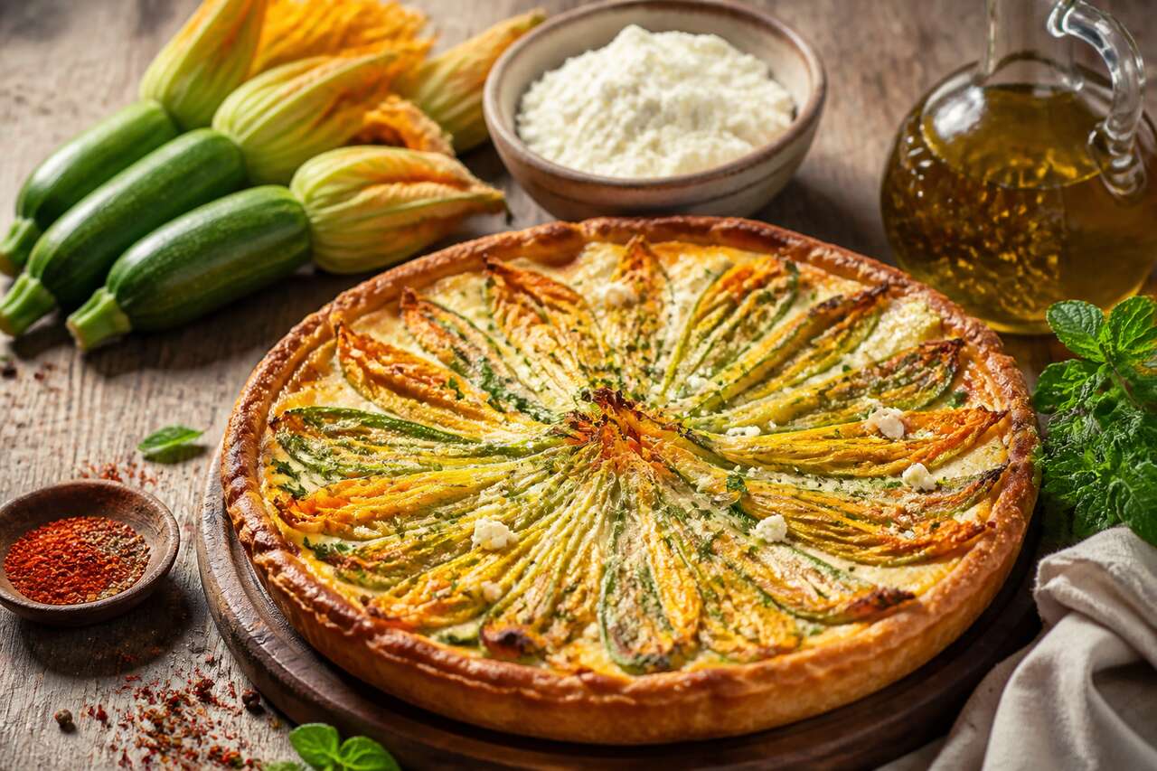 Recette de tarte corse aux fleurs de courgettes