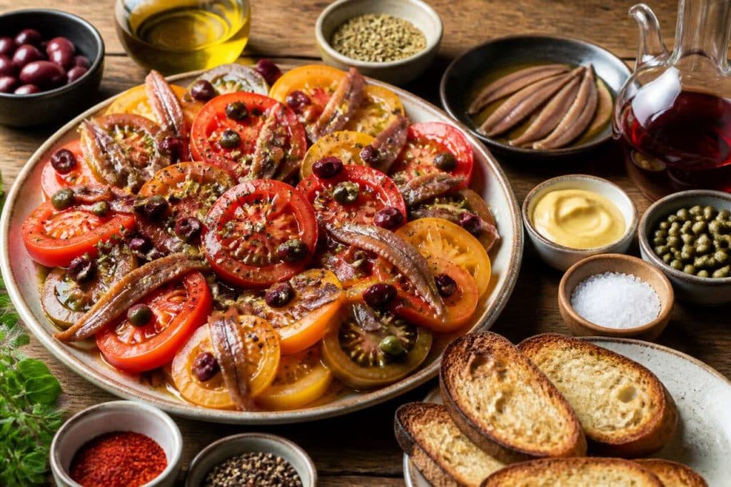 Recette : tomates anciennes aux anchois