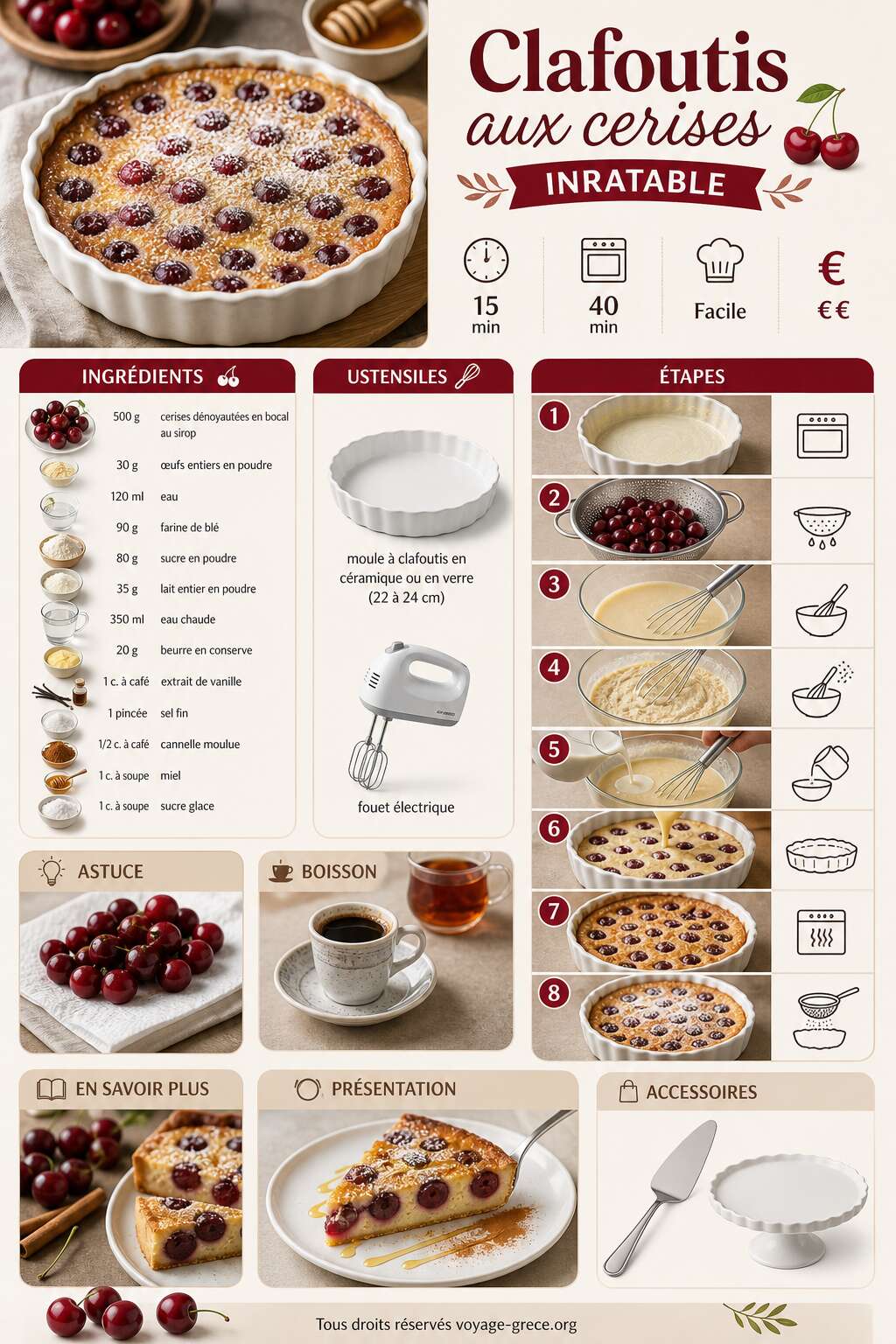 Fiche recette Recette facile : clafoutis aux cerises inratable