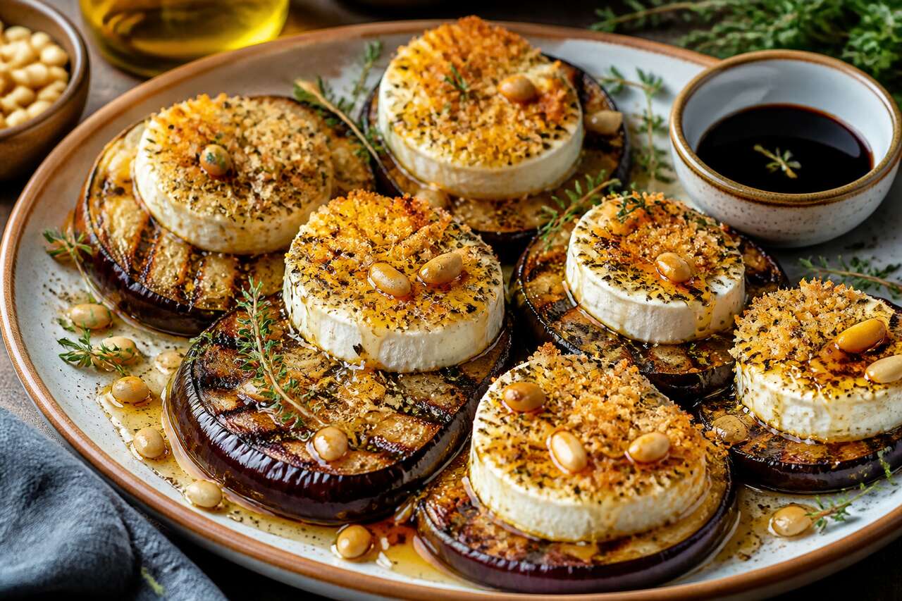 Recette d'aubergines au chèvre et au miel