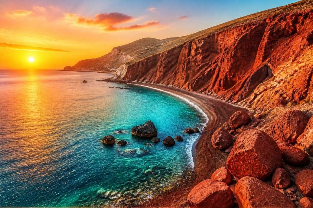 Évadez-vous sur la mystérieuse Red Beach de Santorin