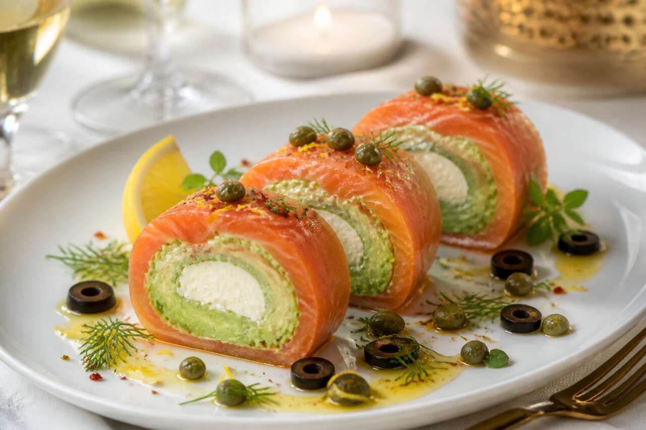 Recette de ballottines de saumon à l'avocat et cœur de fromage frais