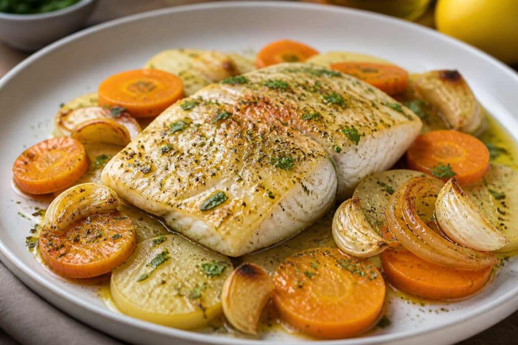 Recette de poisson sur lit de carottes et pommes de terre