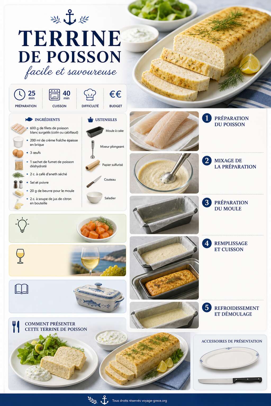 Fiche recette Recette de terrine de poisson facile et savoureuse