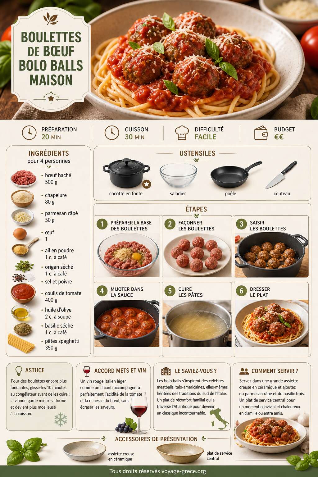 Fiche recette Recette de boulettes de bœuf bolo balls maison Fiche recette Recette de boulettes de bœuf bolo balls maison