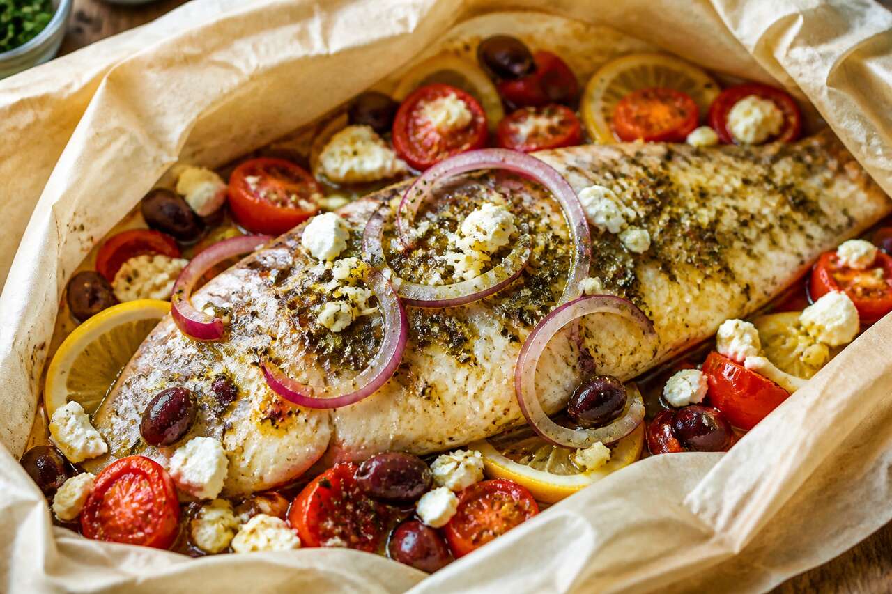 Recette de papillotes de poisson à la grecque