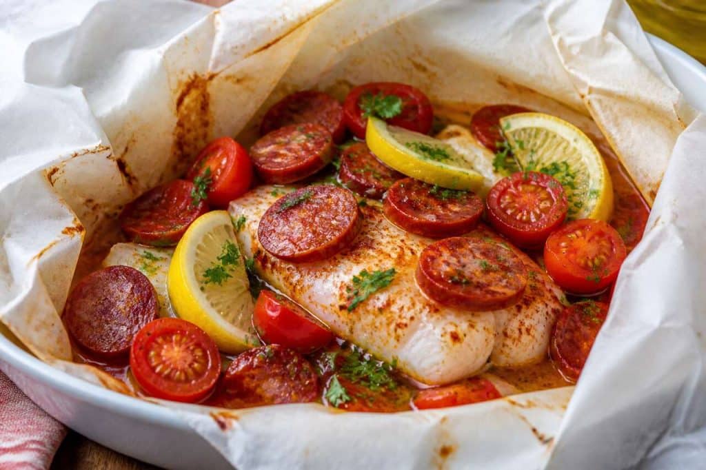Recette de papillote de poisson au chorizo