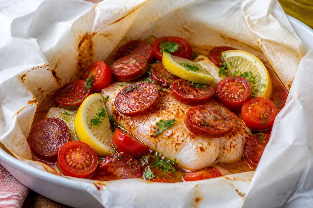 Recette de papillote de poisson au chorizo