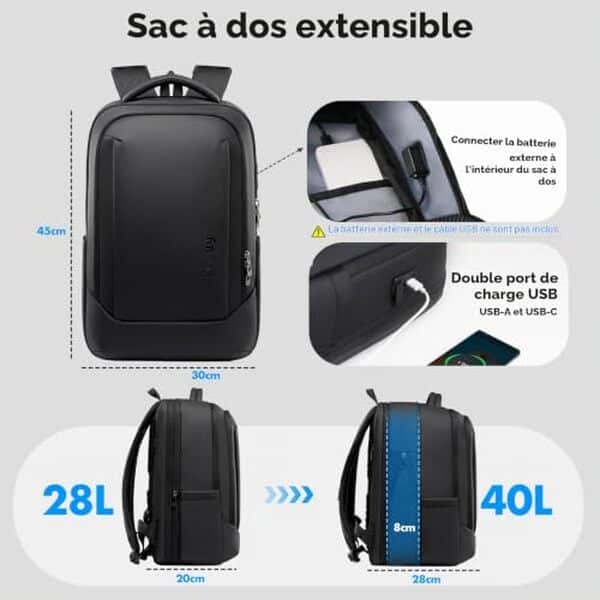 Découvrez notre test complet du sac à dos extensible hk 16 pouces avec ports USB. Avis détaillé, caractéristiques et performances de ce modèle polyvalent. 