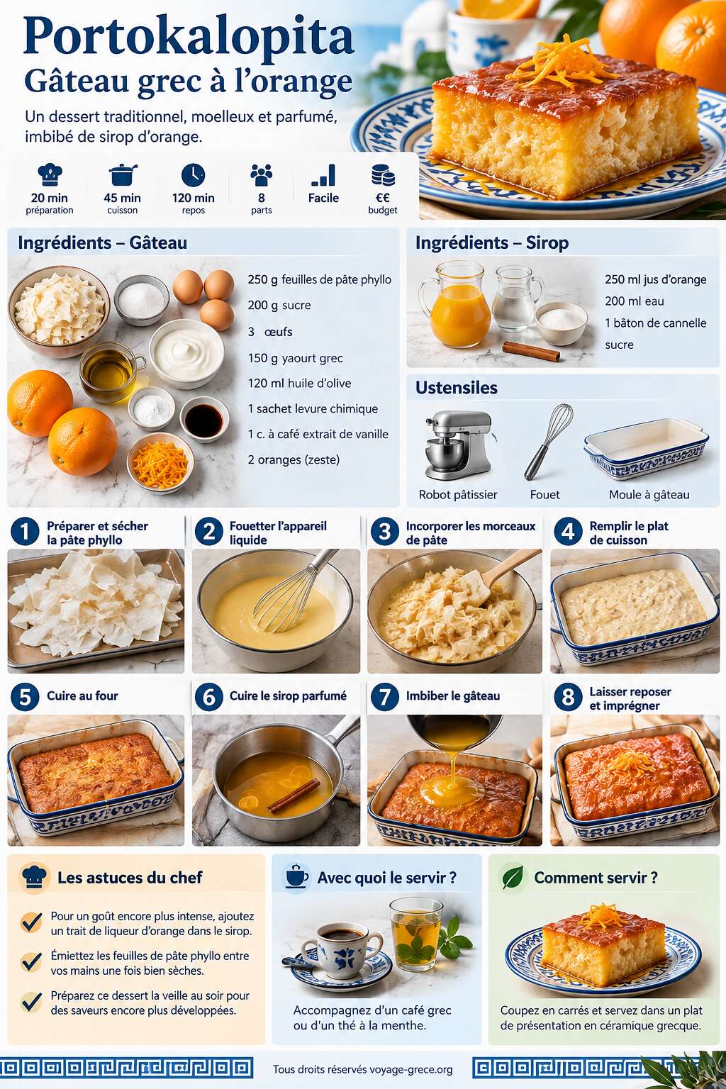 Fiche recette Recette authentique de Portokalopita : g&acirc;teau grec &agrave; l'orange