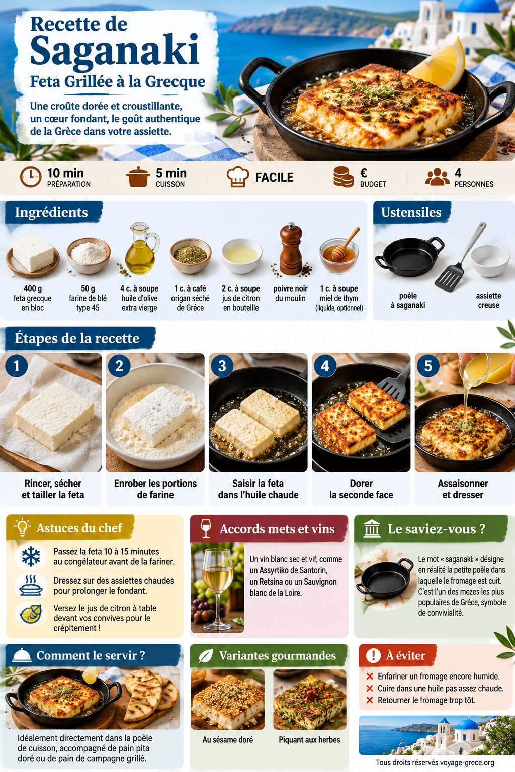 Fiche recette Recette de Saganaki : feta Grillée à la Grecque Fiche recette Recette de Saganaki : feta Grillée à la Grecque