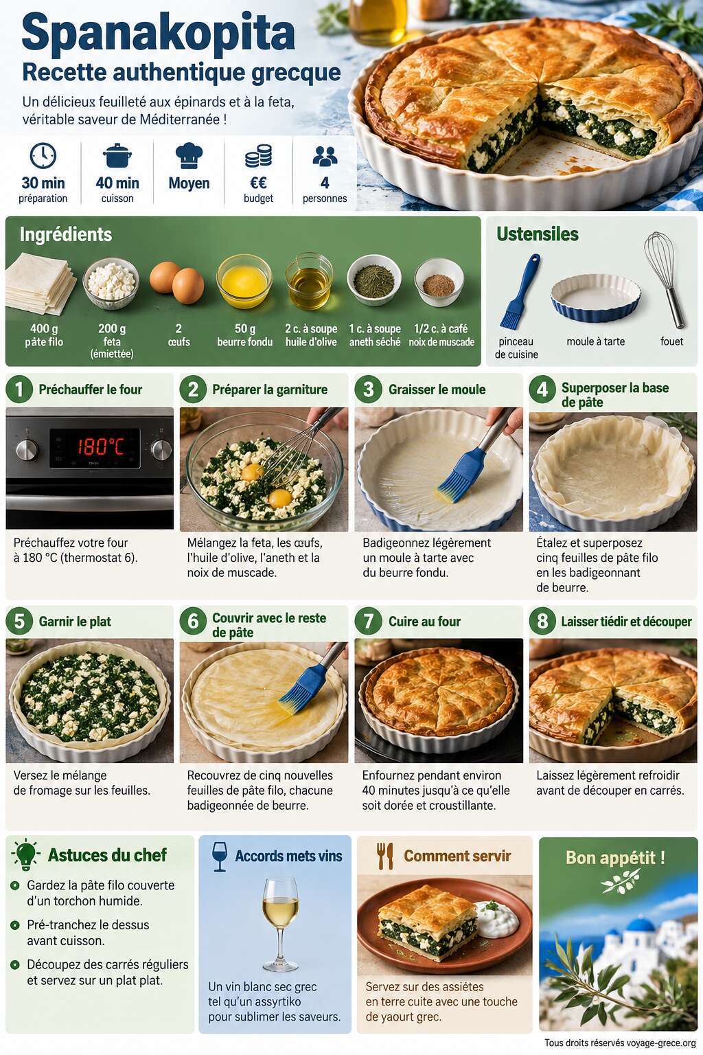 Fiche recette Recette authentique de Spanakopita grecque : guide complet Fiche recette Recette authentique de Spanakopita grecque : guide complet
