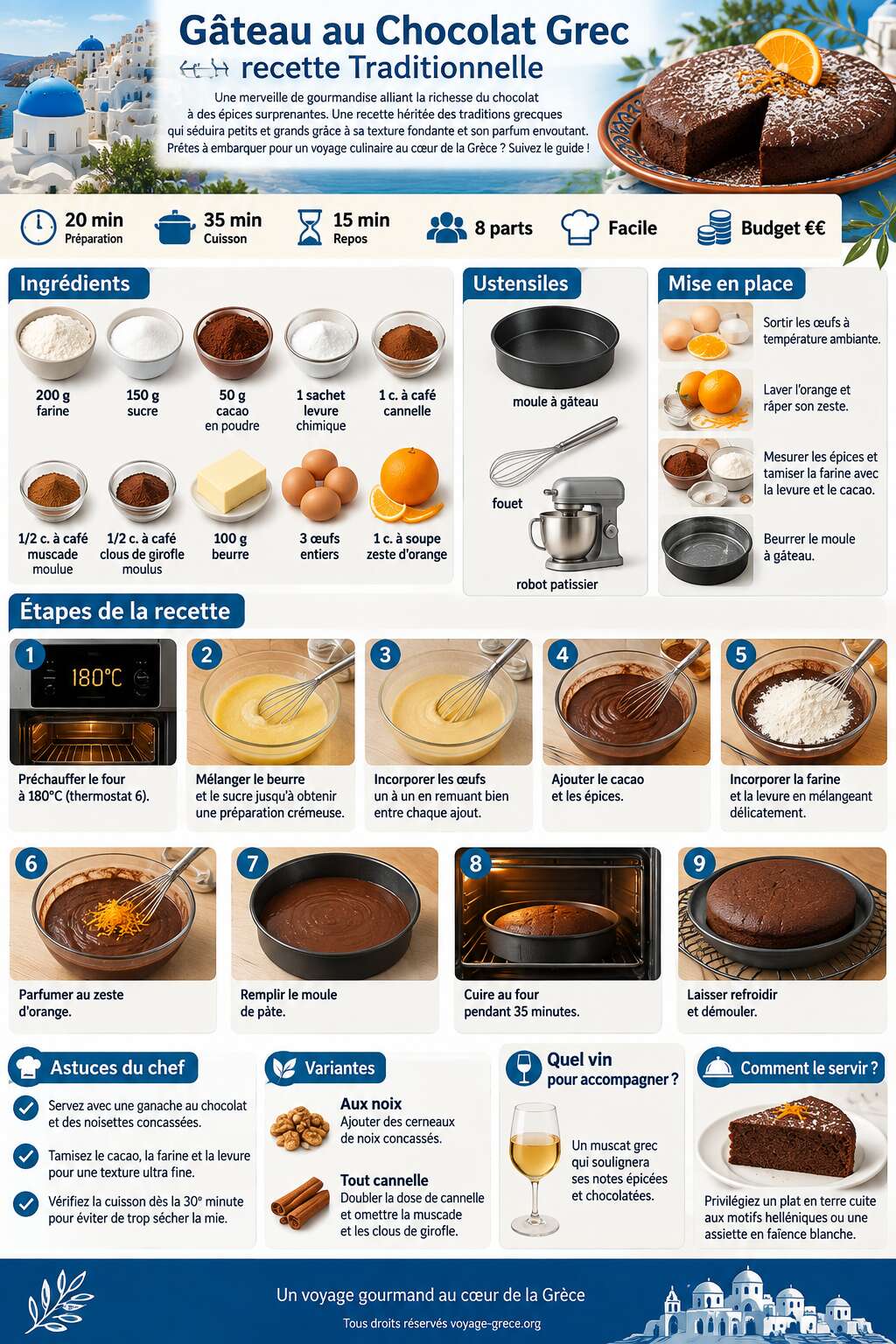 Fiche recette G&acirc;teau au Chocolat Grec : recette Traditionnelle