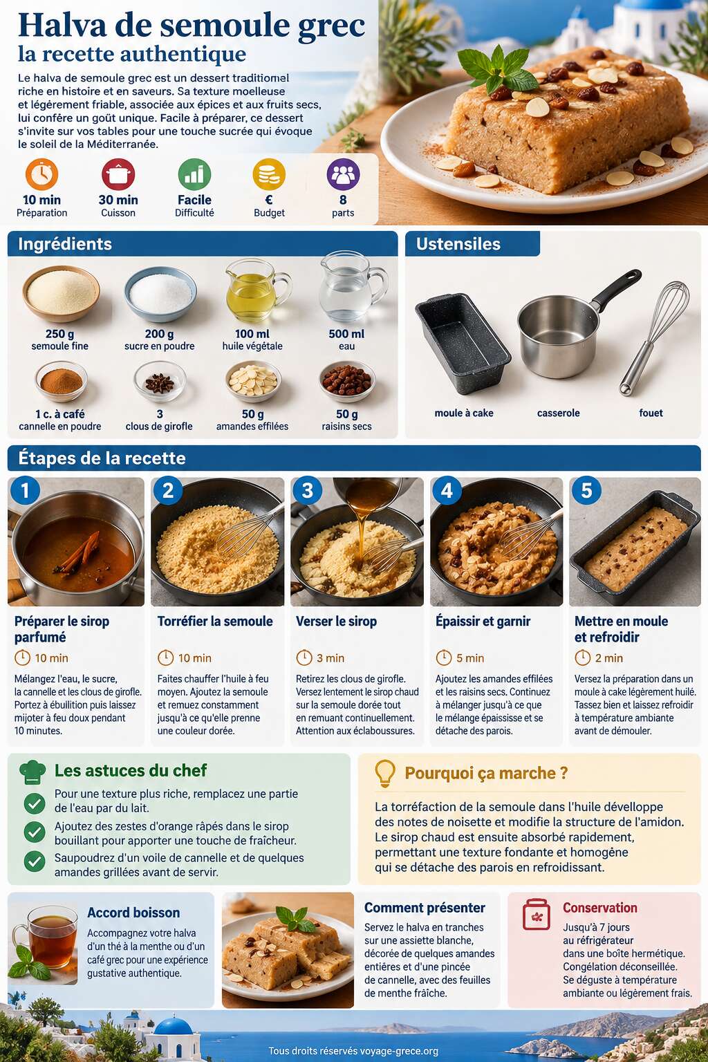 Fiche recette Halva de semoule grec : la recette authentique Fiche recette Halva de semoule grec : la recette authentique