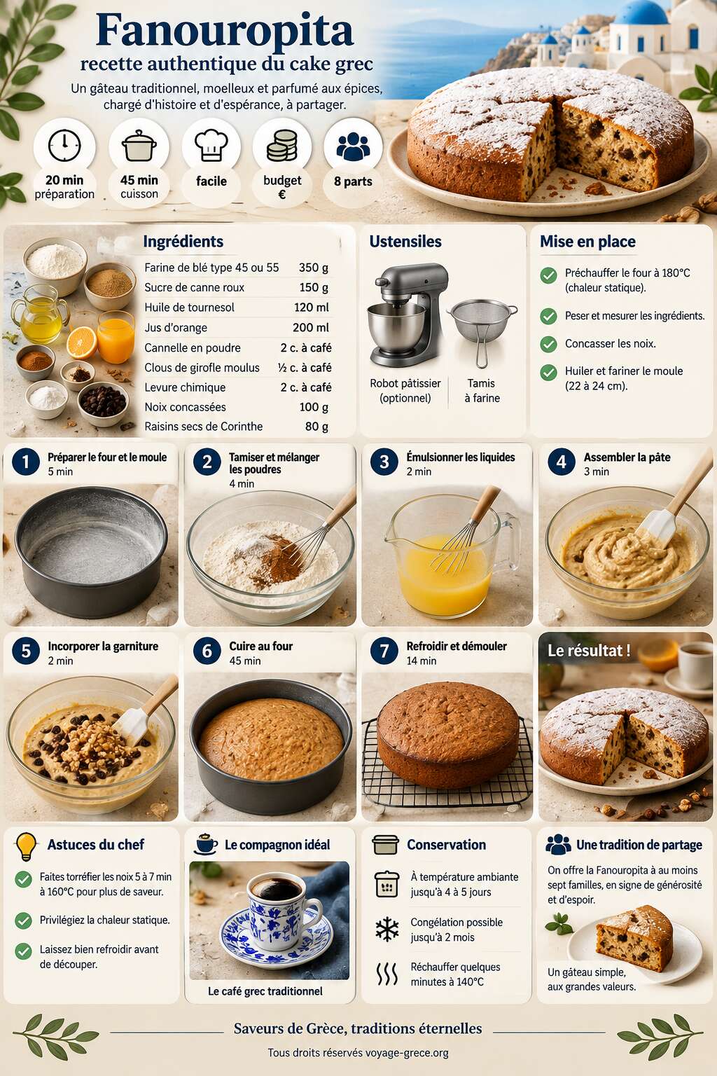 Fiche recette Fanouropita : recette authentique du cake grec Fiche recette Fanouropita : recette authentique du cake grec